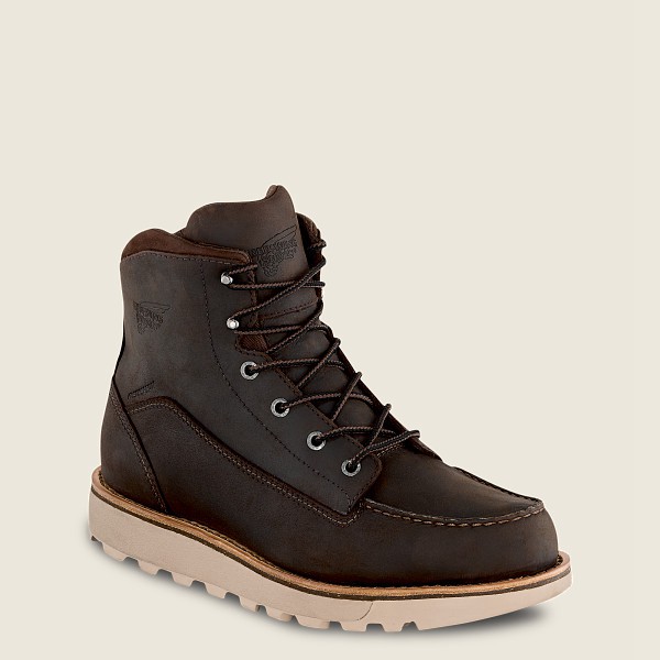 Mens Red Wing Traction Tred Lite - 6-inch Waterproof Soft Toe - Work Boots Dark Brown - WYV986034